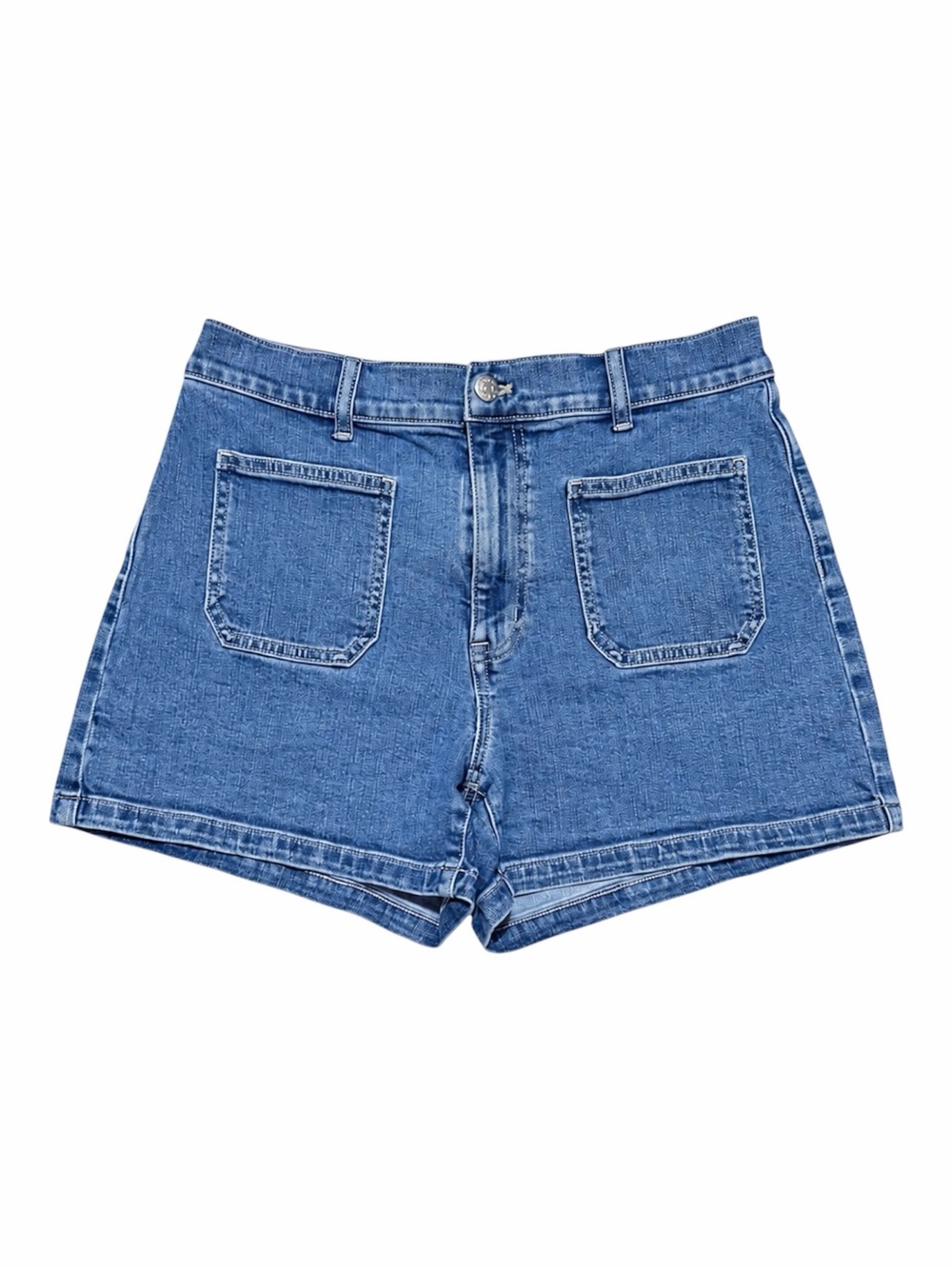 J.Crew Women’s Size 28 High Rise Denim Shorts Patch Pocket Stretch Medium Wash